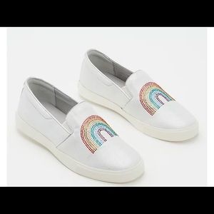 Katy Perry Sparkle White Rainbow Slip On Sz 7